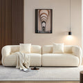 White Sectional Sofa, Durable Fabric, Solid Wood Frame, High Density Sponge Filler White Bathroom Medium Soft Fabric 3 Seat