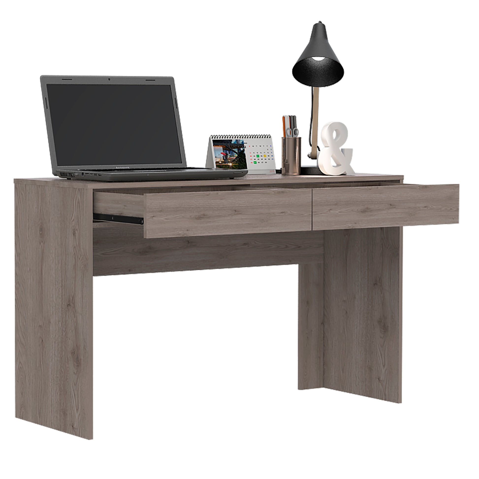 Tampa Computer Desk With 2 Drawers Beige Computer Desk Office Industrial Pine Bookcase Desk Rectangular Particle Board Engineered Wood