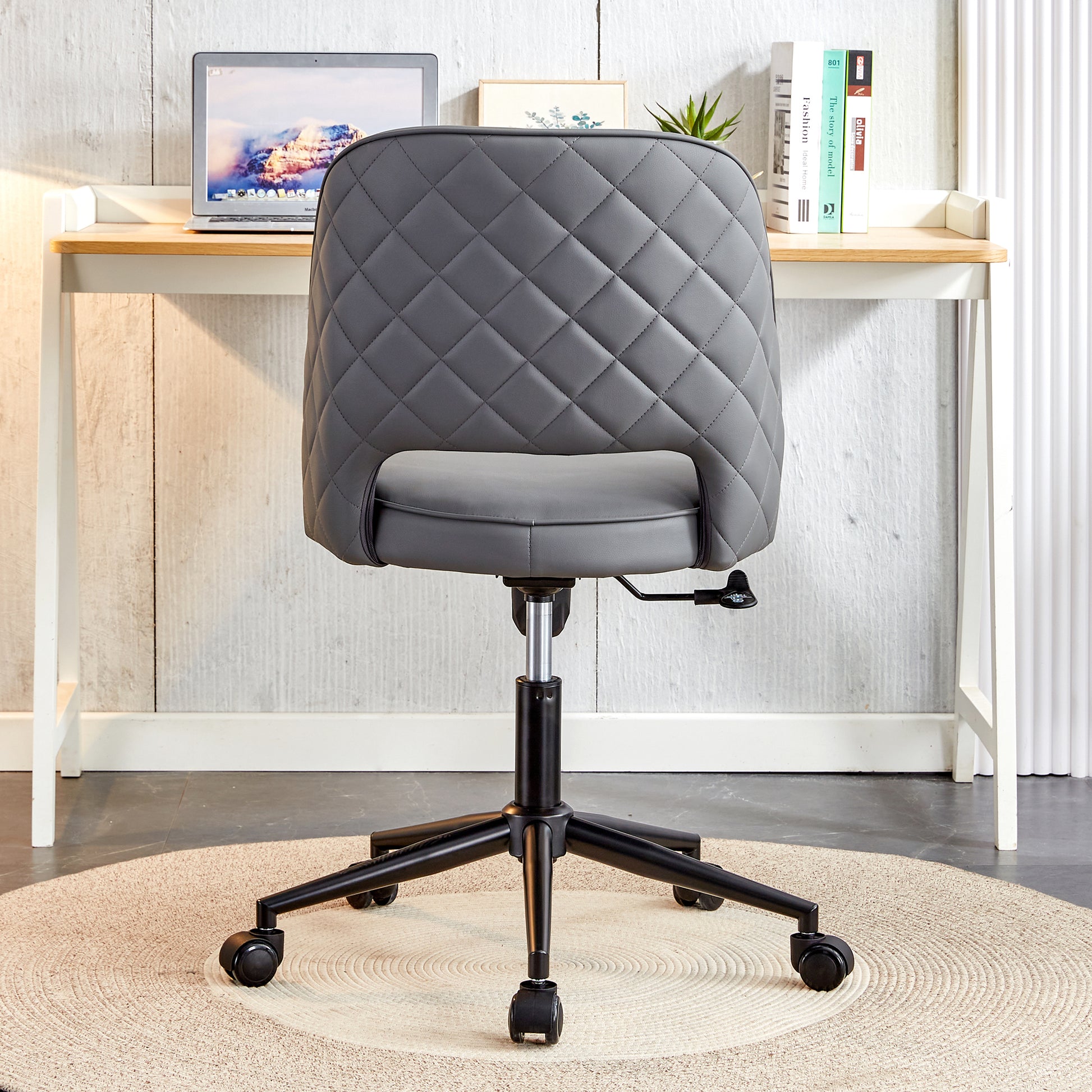 Modern home dark grey PU Office chair adjustable 360 dark gray-pu