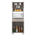 Bay Area Pantry, Two Door Cabinets, One Drawer, Four Adjustable Metal Legs Light Gray Kitchen Modern Particle Board Engineered Wood