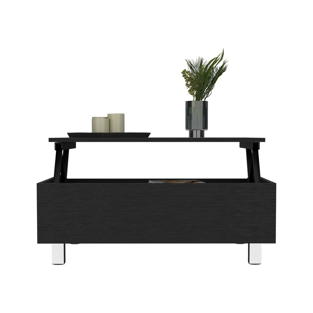 Gambia Lift Top Coffee Table, Four Legs Black Black Primary Living Space Modern Freestanding Rectangular Open Storage Coffee & End Tables Rectangular Particle Board Particle Board