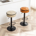 Round Storage Bar Stool Set Of 2, Brown Faux Leather Height Adjustable Barstool, 360 Counter Height Swivel Stool, Armless Bar Chair With Metal Frame For Kitchen Counter Dining Living Room Brown Set Of 2 Foam Pu Leather