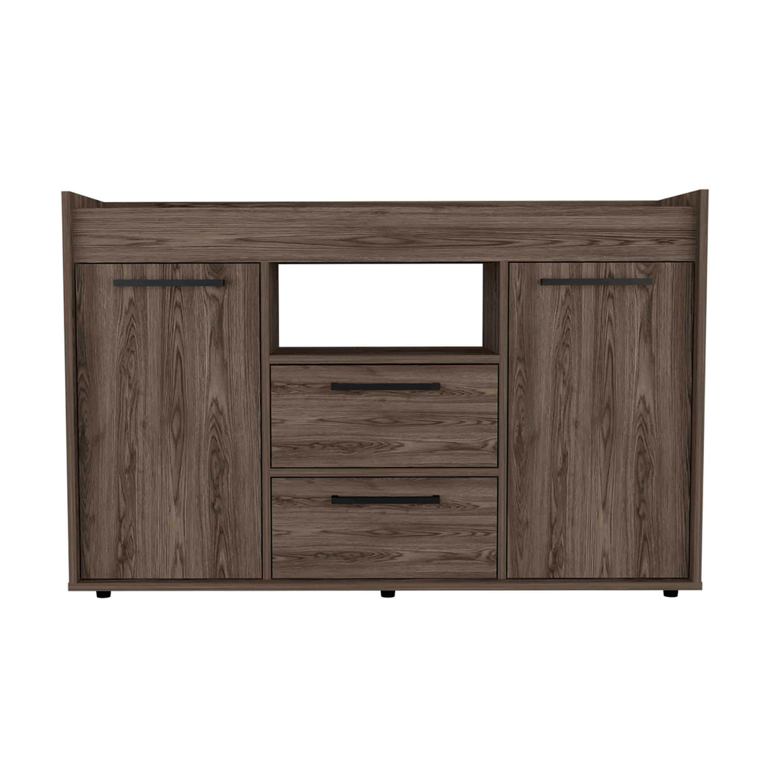 Lyon Sideboard, Two Drawers, Double Door Cabinets Dark Walnut Brown Primary Living Space Modern Freestanding Rectangular Drawers Coffee & End Tables Rectangular Particle Board Particle Board