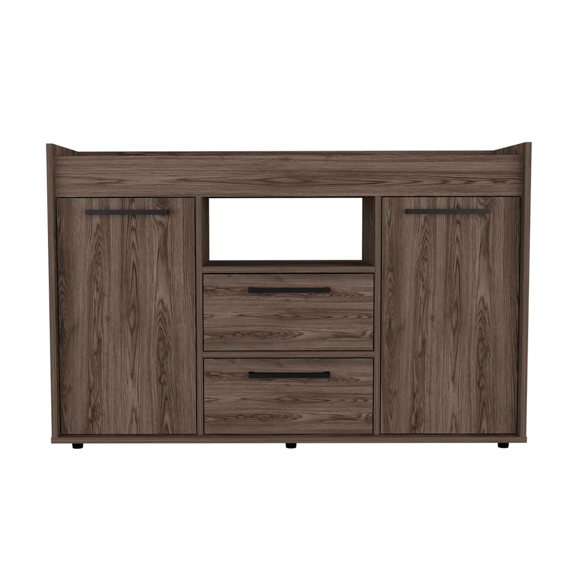 Lyon Sideboard, Two Drawers, Double Door Cabinets Dark Walnut Brown Primary Living Space Modern Particle Board Particle Board