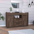 Lyon Sideboard, Two Drawers, Double Door Cabinets Dark Walnut Brown Primary Living Space Modern Particle Board Particle Board