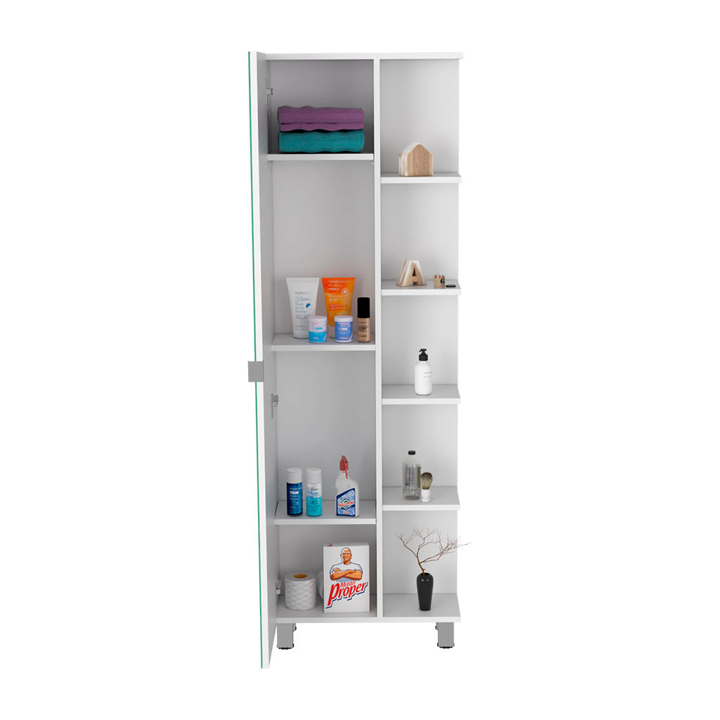 Urano Mirror Linen Cabinet, Four Interior Shelves