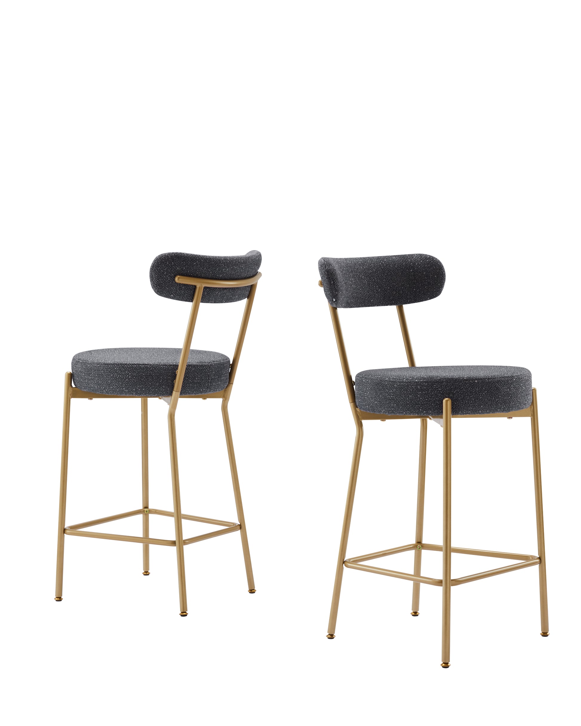 25" Modern Gold Bar Stools Set Of 2 Counter Height Bar Stools For Kitchen Counter Upholstered Sherpa Counter Stools With Backs Kitchen Island Stool Metal Grey Gold Dining Room Sponge Wipe Clean Round Modern Bar Stools Set Of 2 Fabric Metal