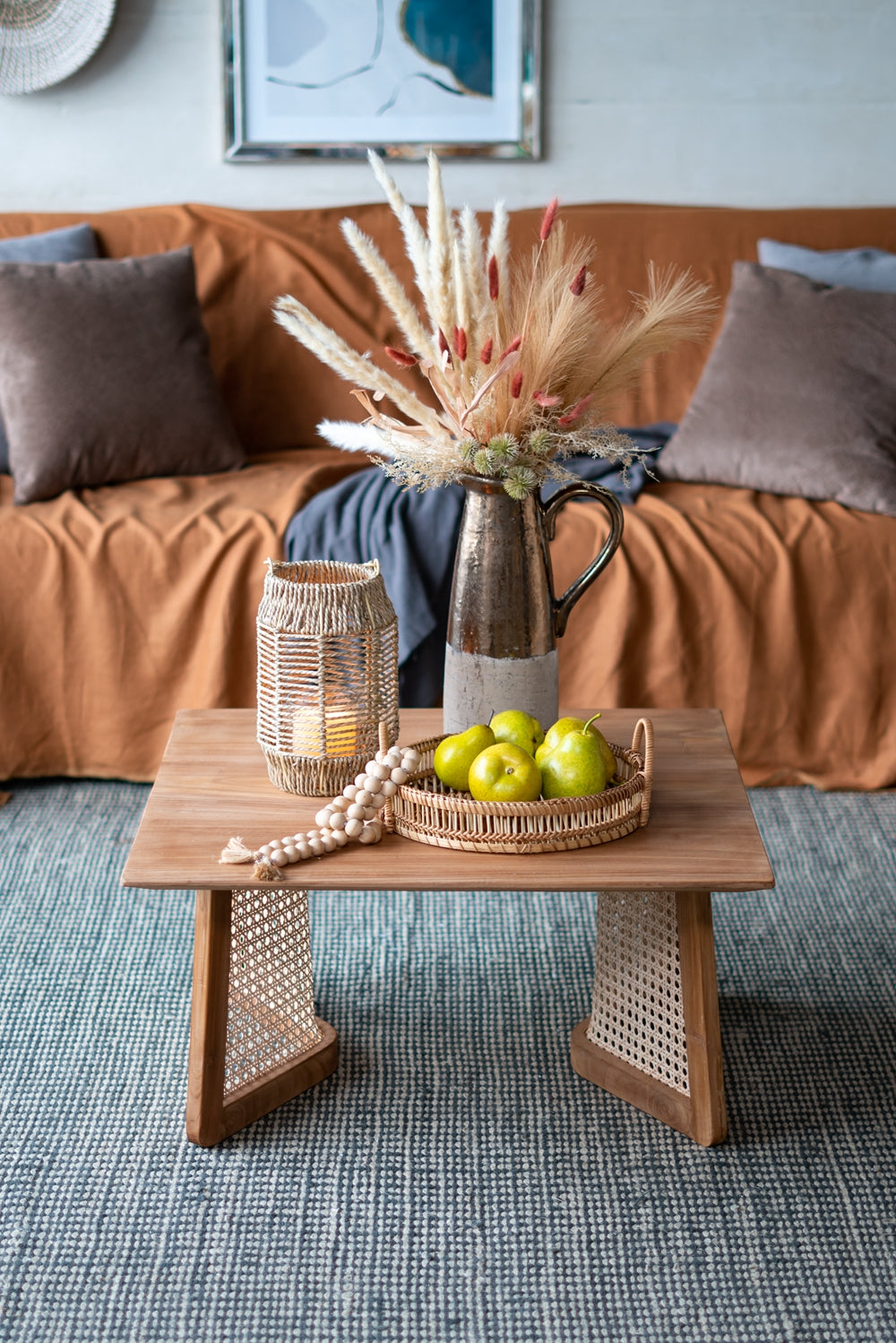 27.6X27.6X13.8" Teak Coffee Table Natural Wood Brown Primary Living Space Casual,Classic,Farmhouse,Minimalist,Modern Solid Wood