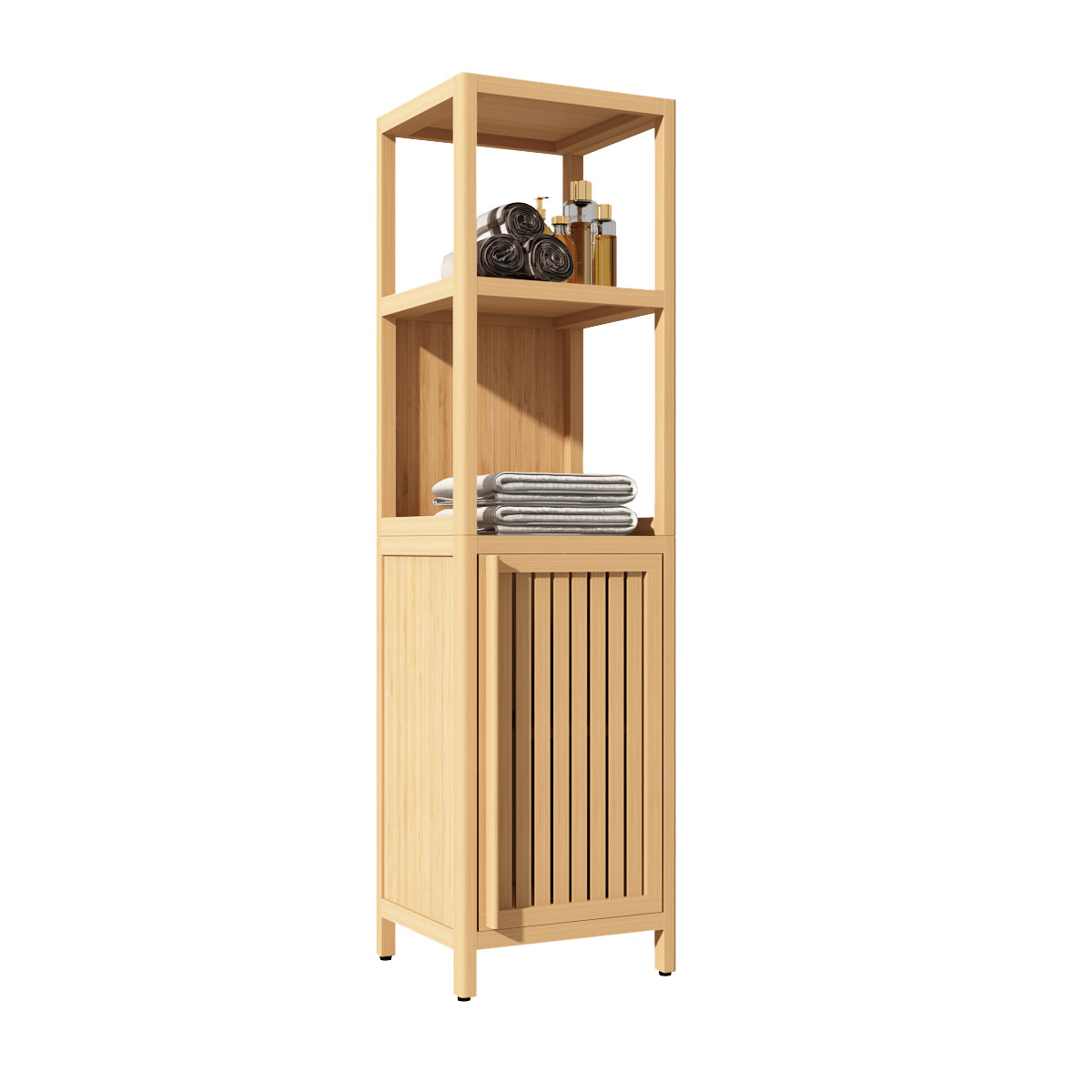 Large Capacity Multifunctional Bamboo Storage Cabinet Furniture For Bathroom And Living Room Natural Bamboo