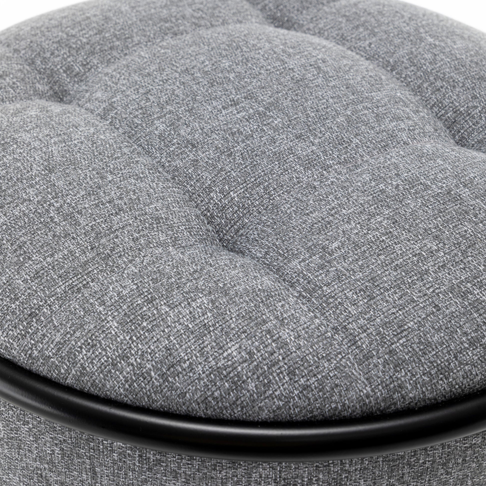 Round Storage Bar Stool Set Of 2, Grey Linen Height Adjustable Barstool, 360 Counter Height Swivel Stool, Armless Bar Chair With Metal Frame For Kitchen Counter Dining Living Room Grey Set Of 2 Foam Linen