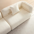 White Sectional Sofa, Durable Fabric, Solid Wood Frame, High Density Sponge Filler White Bathroom Medium Soft Fabric 3 Seat