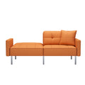 Orisfur. Linen Upholstered Modern Convertible Folding Futon Sofa Bed For Compact Living Space, Apartment, Dorm Orange Foam Linen