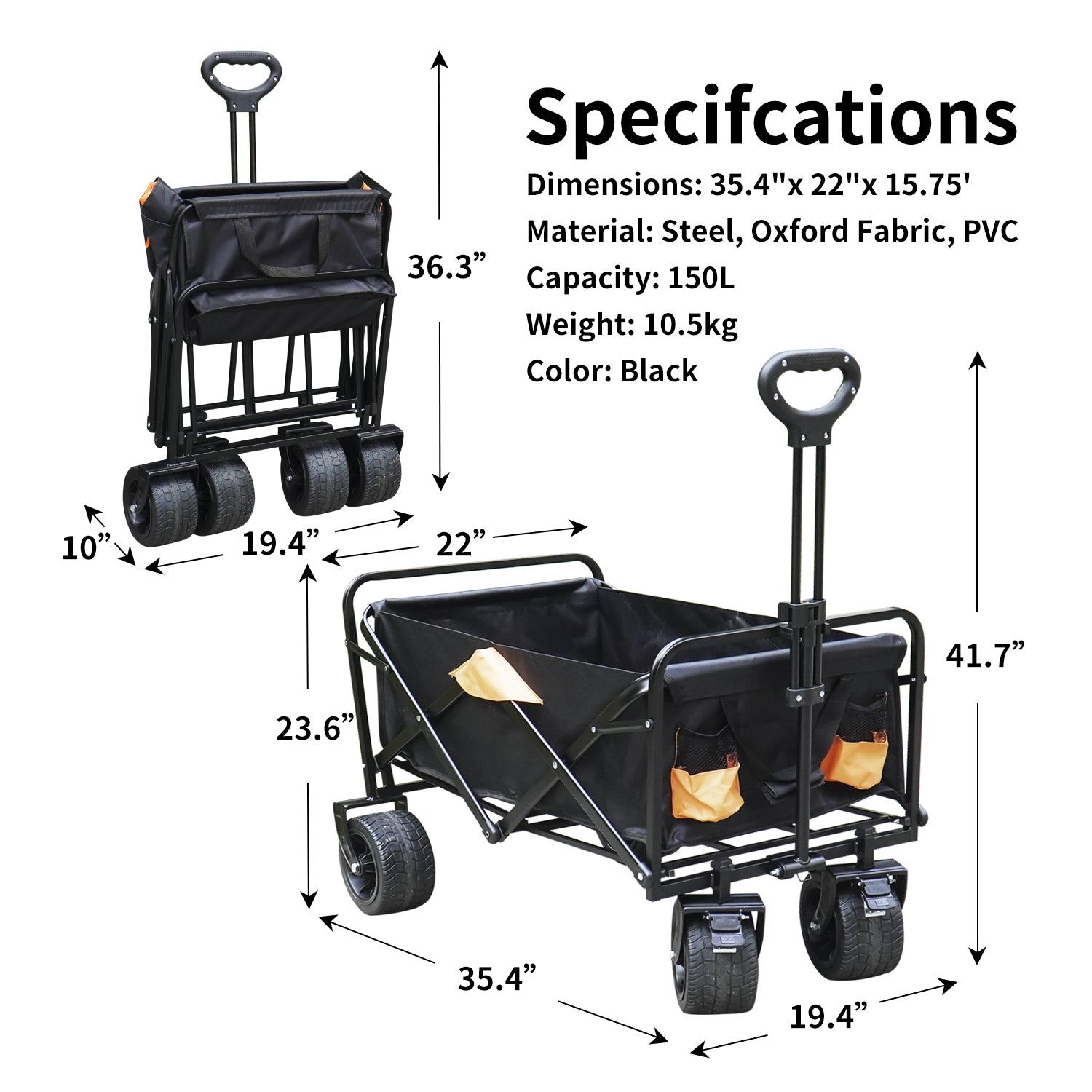 Extra Large Capacity Collapsible Wagon with