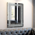 Large Wall Mounted Silver Decorative Rectangular Wall Mirror For Home, Living Room, Bedroom, Entryway 91*61Cm Silver Mdf Glass