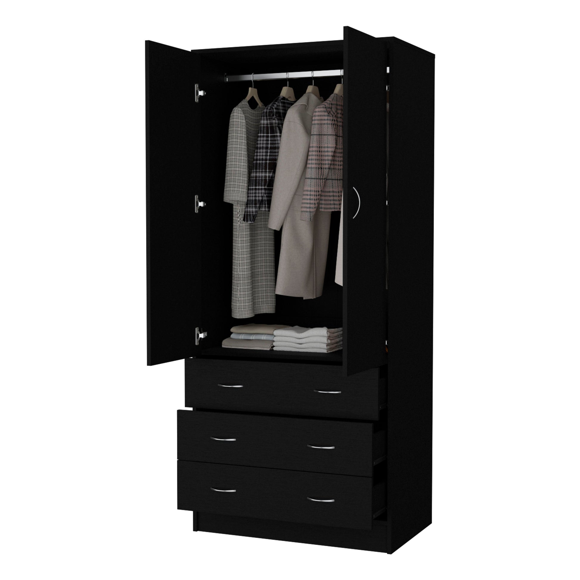 Ella Black 2 Door Armoire Black Bedroom Wood