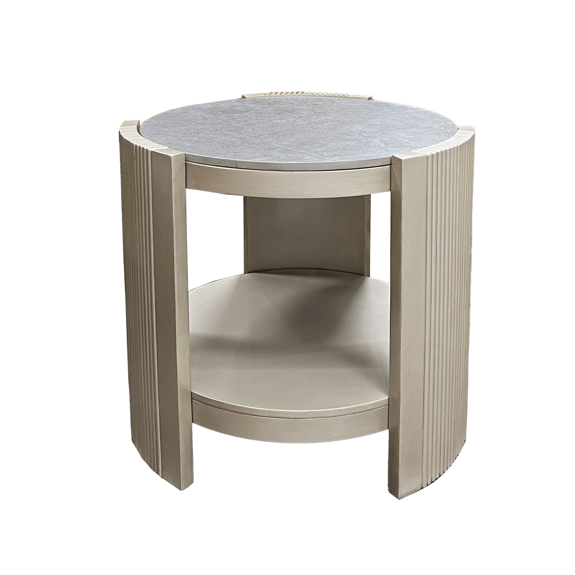 Kasa End Table, Sintered Stone & Champagne Finish Lv01503 Champagne Wood