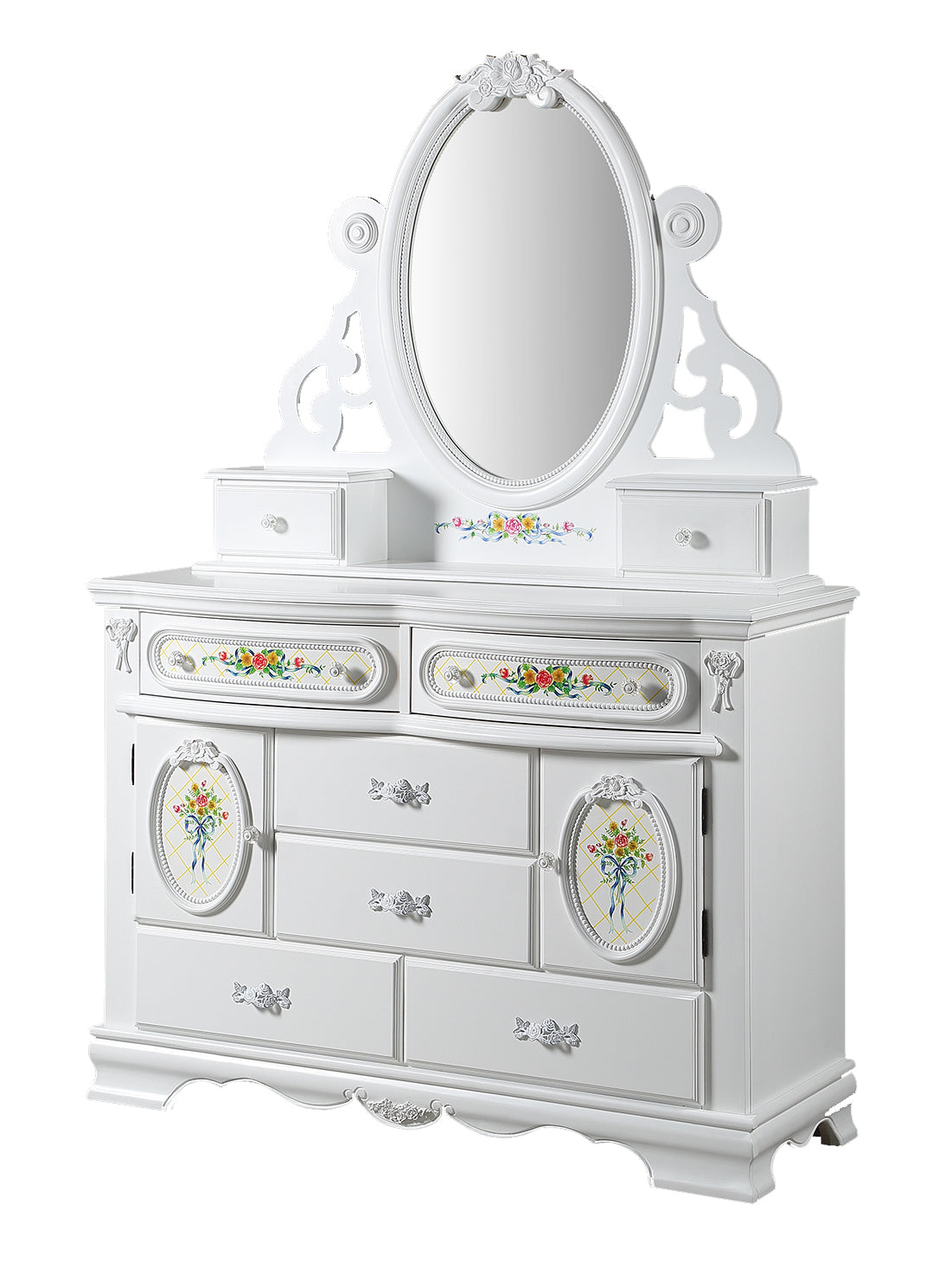 Flora Jewelry Mirror, White Finish Bd01640 Only Mirror White Wood