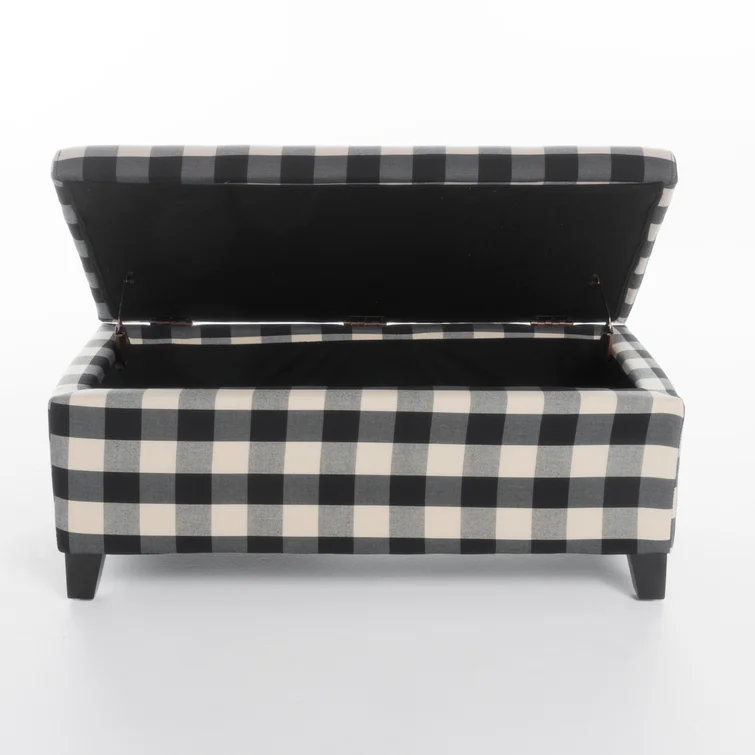 Storage Ottoman Black Fabric