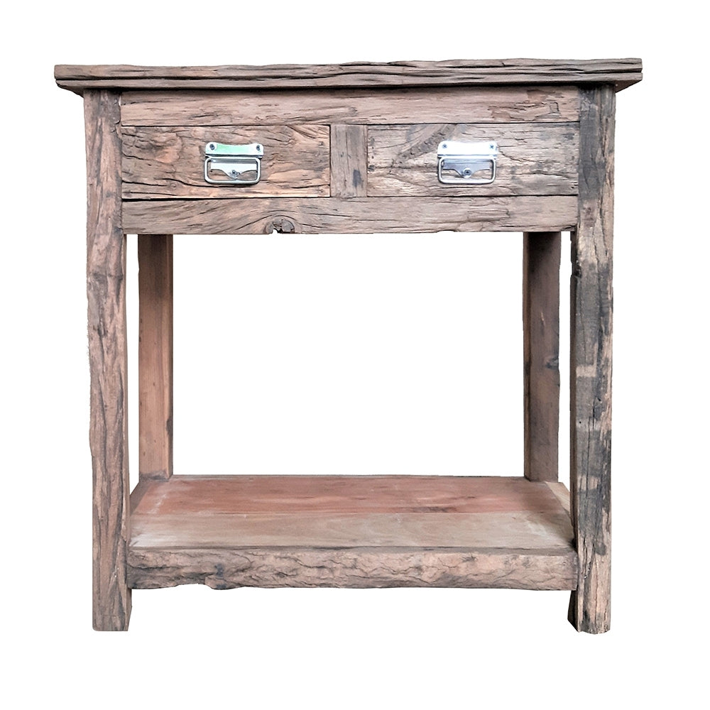 31.5X17.5X31.5" Rustic 2 Drawer Kitchen Island -