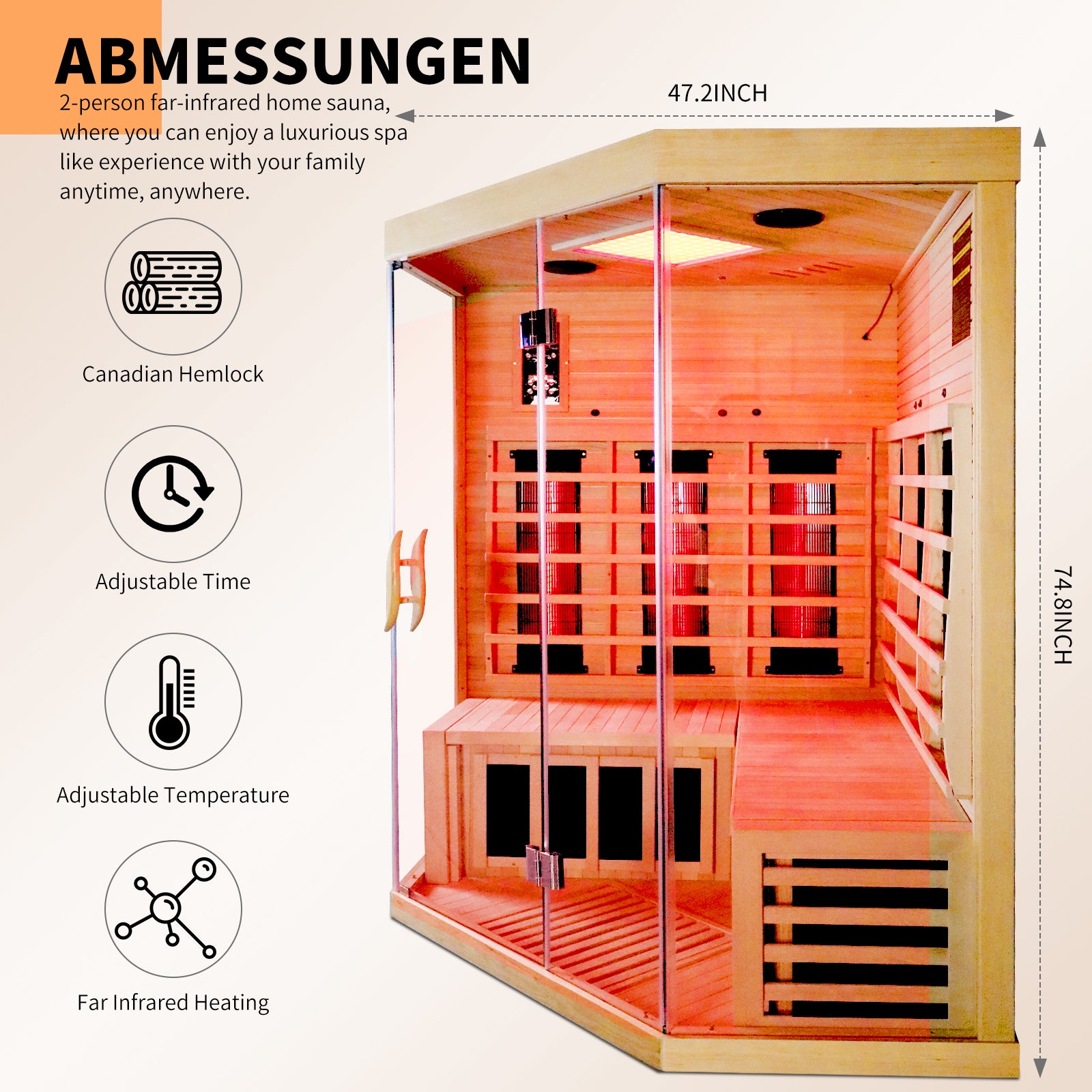 Canadian Hemlock Pentagonal Double Sauna -