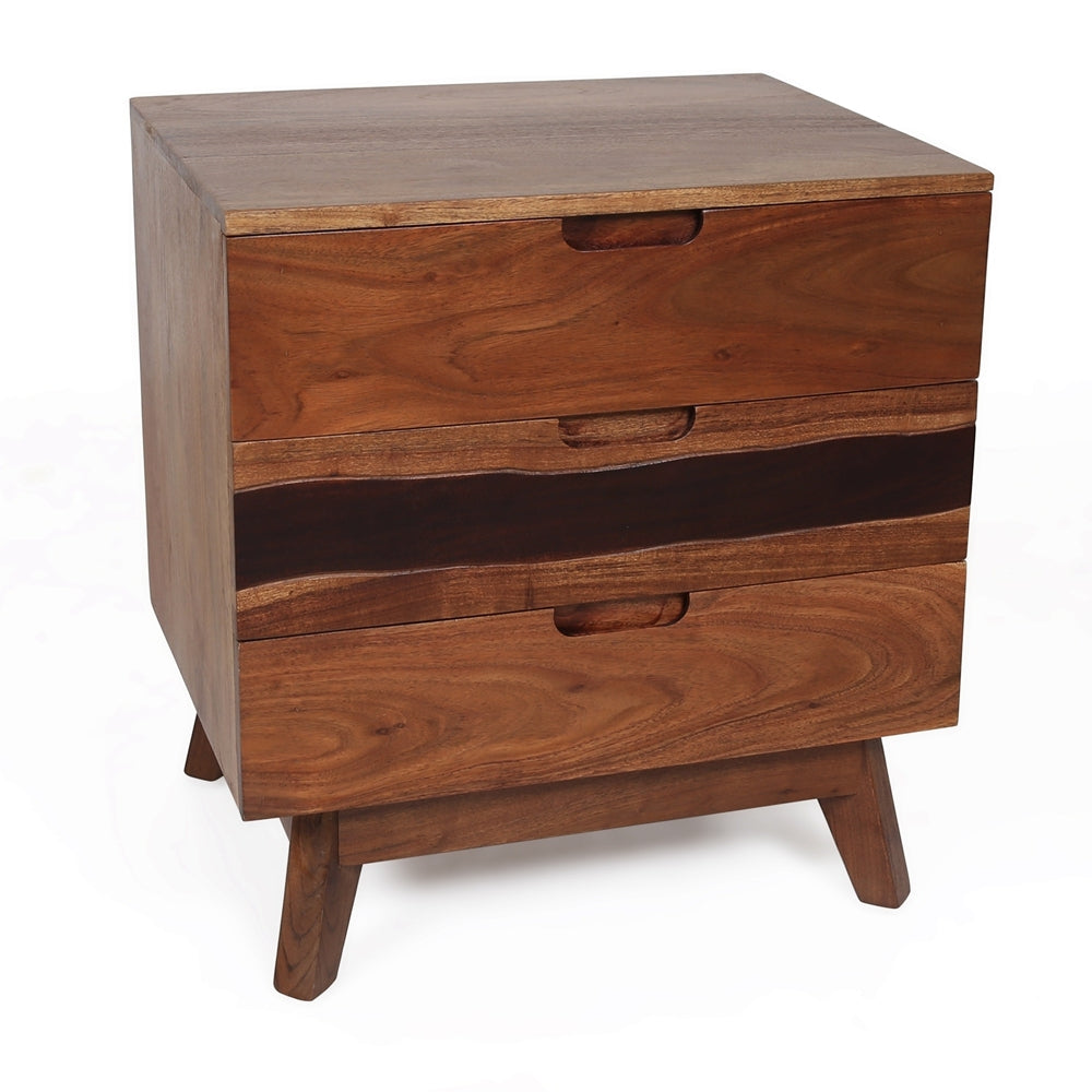 21.5X16.5X23" Nightstand Natural Wood Brown Casual,Classic,Farmhouse Solid Wood