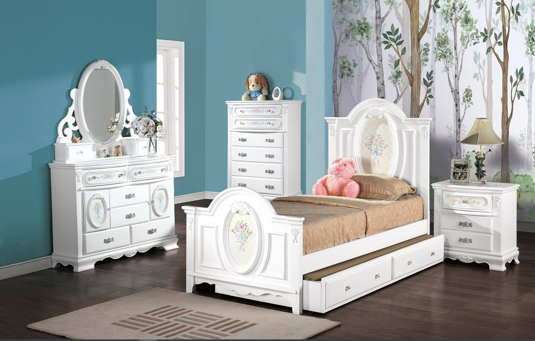 Flora Full Bedwhite Finish Bd01644F White Wood