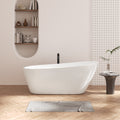 67'' Acrylic Freestanding Soaking Bathtub With Integrated Slotted Overflow And Brushed Nickel Toe Tap Drain, Cupc C Ertified, 02141 Bn Glossy White Oval Bathroom Freestanding Tubs Polished 61 69 In Contemporary Soaking Left Acrylic Acrylic