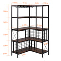 Corner Wine Rack Bar Cabinet Industrial Freestanding Floor Bar Cabinets For Liquor And Glasses Storage For Home Kitchen Walnut Black Dining Room Industrial Mdf Metal