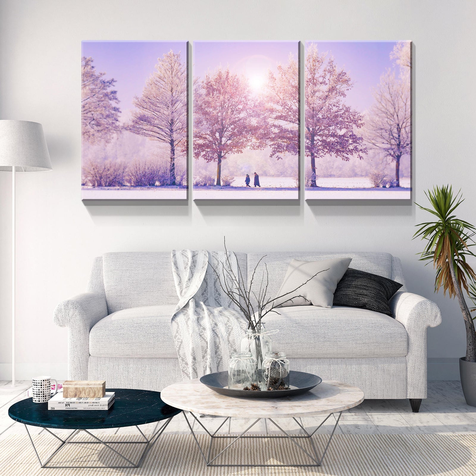 3 Panels Framed Vivid Winter Landscape Canvas Wall Art Decor,3 Pieces Mordern Canvas Decoration Painting For Office,Dining Room,Living Room, Bedroom Decor Ready To Hang 2030In Thickness 1.5Inch Rectangle Framed Multicolor Oversized 41In Canvas Nature