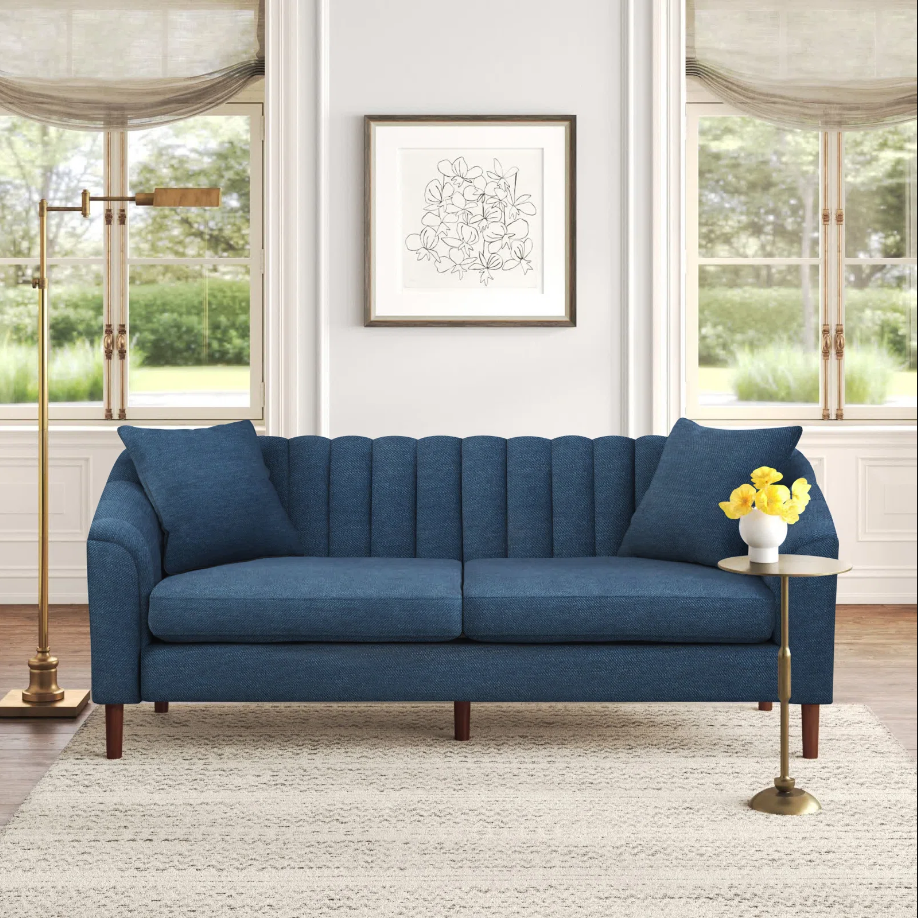 3 Seater Sofa Navy Blue Fabric