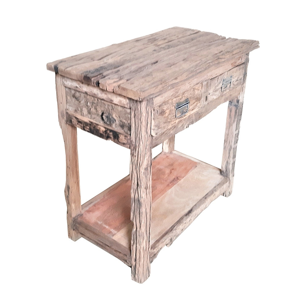 31.5X17.5X31.5" Rustic 2 Drawer Kitchen Island -