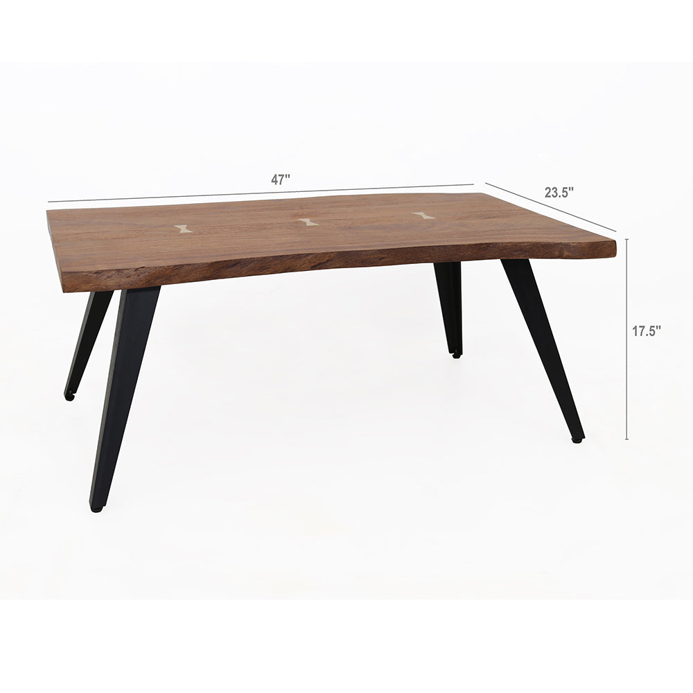 47X23.5X17.5" Ramirez Coffee Table Natural Wood Brown Primary Living Space Casual,Classic,Farmhouse Wood Metal