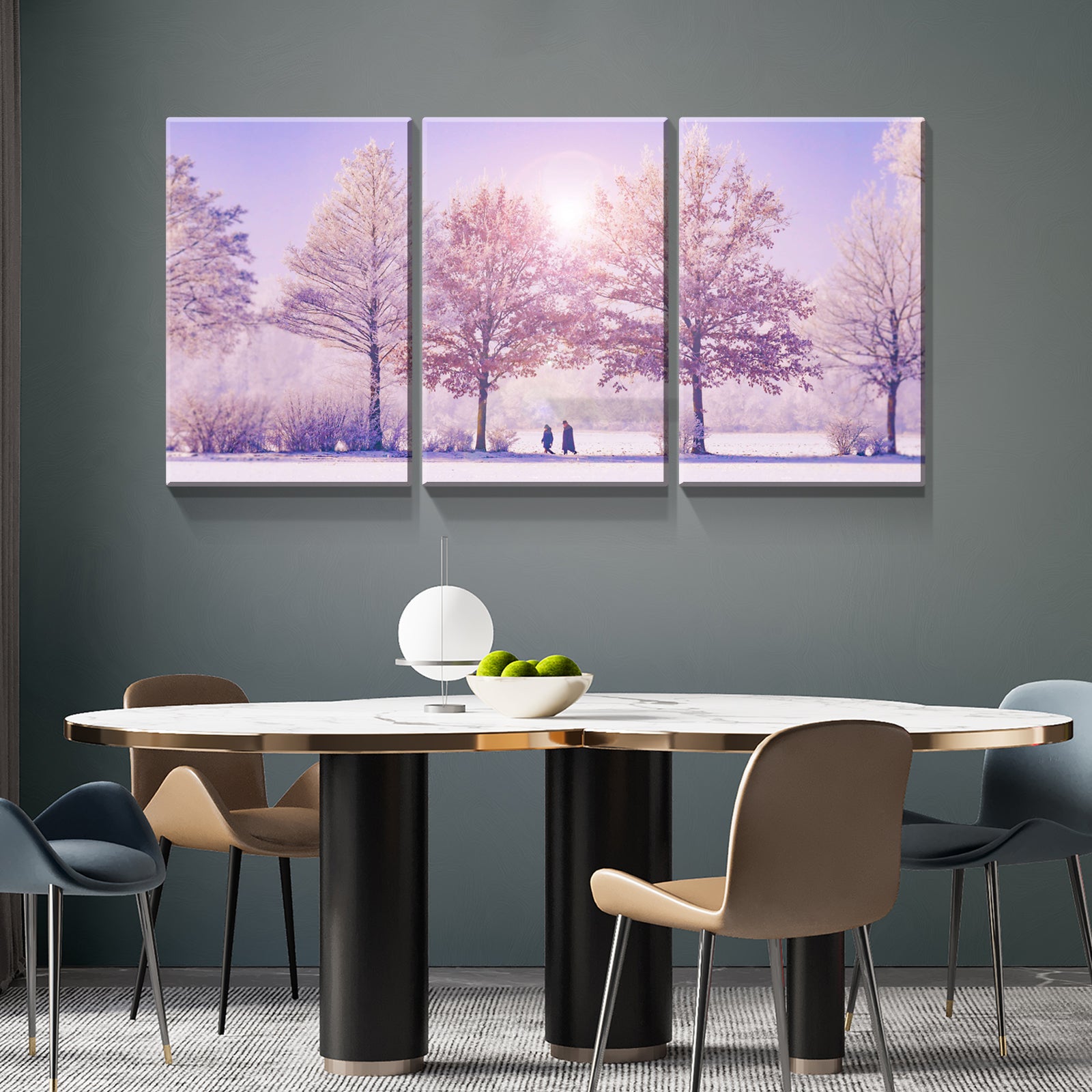 3 Panels Framed Vivid Winter Landscape Canvas Wall Art Decor,3 Pieces Mordern Canvas Decoration Painting For Office,Dining Room,Living Room, Bedroom Decor Ready To Hang 2030In Thickness 1.5Inch Rectangle Framed Multicolor Oversized 41In Canvas Nature