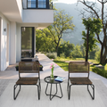 Patio Furniture Set 3 Piece Mixture Pattern Pe Rattan Steel Frame And Modern Round Table, Brown And Black No Sectional Black Brown Seats 2 Rust Resistant Frame Garden & Outdoor American Design,American Traditional,Antique,Vintage 2 Person Seating Group