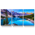 3 Panels Framed Nature Landscape Mountain & Lake Canvas Wall Art Decor,3 Pieces Mordern Canvas Decoration Painting For Office,Dining Room,Living Room, Bedroom Decor Ready To Hang Rectangle Framed