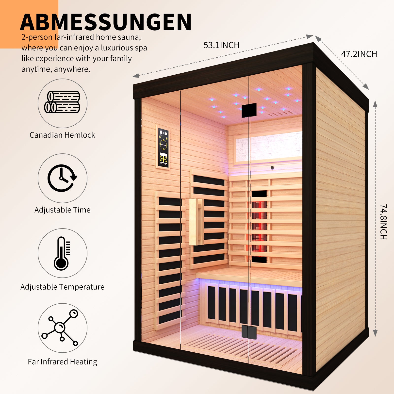 Luxury Double Sauna Room - Bean Paste Red Wood