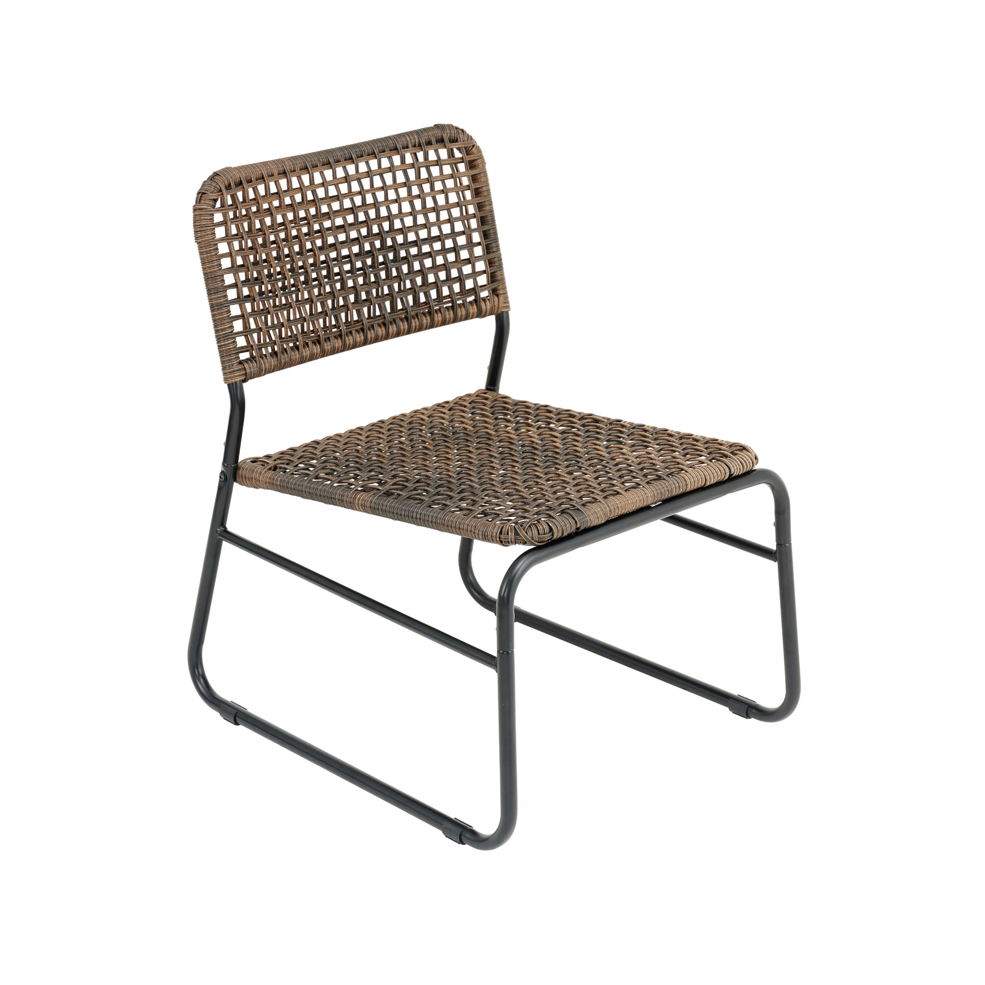 Patio Furniture Set 3 Piece Mixture Pattern Pe Rattan Steel Frame And Modern Round Table, Brown And Black No Sectional Black Brown Seats 2 Rust Resistant Frame Garden & Outdoor American Design,American Traditional,Antique,Vintage 2 Person Seating Group