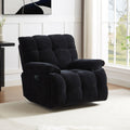 360 Degree Swivel Fabric Single Sofa Heavy Duty Reclining Chair For Living Room, Black Black Polyester 1 Seat