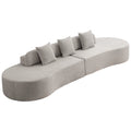 Arrived Modern Curved Combination Sofa, Terrycloth Fabric Sofa, Minimalist Sofa In Living Room, Apartment, No Assembly Required, Three Pillows,Gray Gray Primary Living Space Medium Soft Polyester 4 Seat