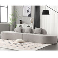 Arrived Modern Curved Combination Sofa, Terrycloth Fabric Sofa, Minimalist Sofa In Living Room, Apartment, No Assembly Required, Three Pillows,Gray Gray Primary Living Space Medium Soft Polyester 4 Seat