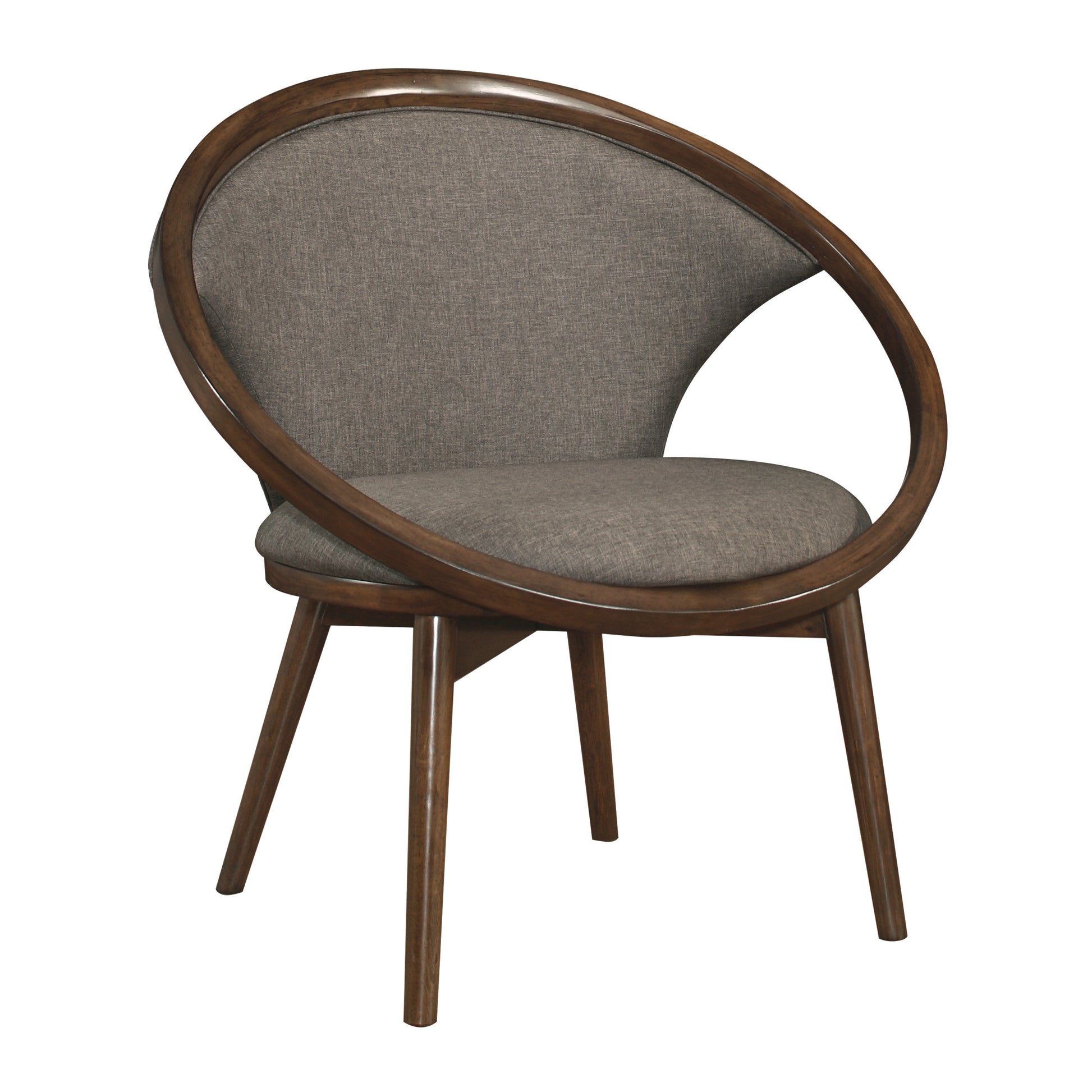 Mid Century Design Solid Rubberwood Unique Accent Chair 1Pc Brown Fabric Upholstered Modern Home Furniture Walnut Finish Frame Chocolate Primary Living Space Mid Century Modern Solid Wood