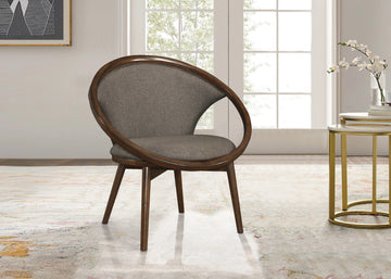 Mid Century Design Solid Rubberwood Unique Accent Chair 1Pc Brown Fabric Upholstered Modern Home Furniture Walnut Finish Frame Chocolate Primary Living Space Mid Century Modern Solid Wood