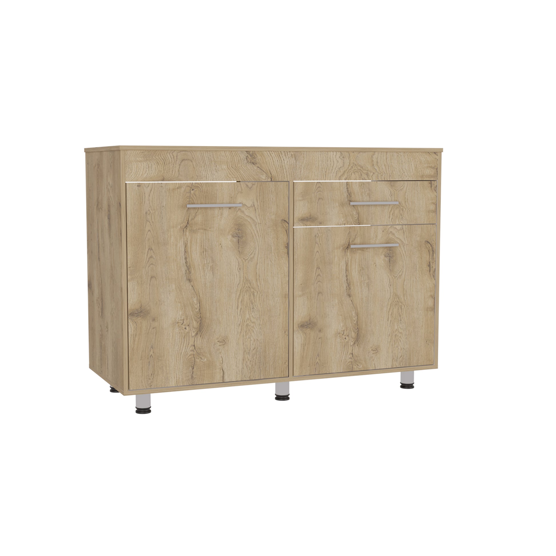 Orion Utility Base Cabinet, One Drawer, Double Door White Macadamia Beige Bedroom Shelves Included Modern Particle Board Particle Board