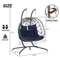 2 Person Outdoor Rattan Hanging Chair Patio Wicker Egg Chair Yes Complete Patio Set Dark Gray Uv Resistant Frame Water Resistant Cushion Garden & Outdoor American Design,American Traditional 2 Person Seating Group Polyester Rattan