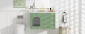 30X18X19.6 Inches Elegant Floating Bathroom Vanity Sink And Cabinet Combo 1 Door And 2 Drawers Green Bathroom Mdf