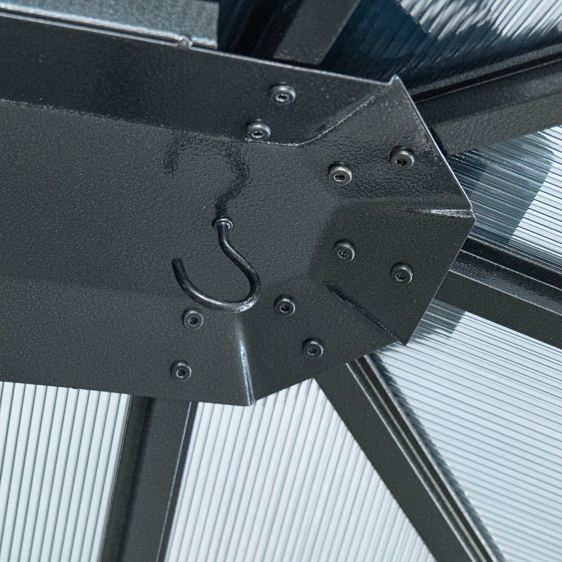 12' X 16' Hardtop Wood Gazebo For Patios, Outdoor Framed Gazebo With Polycarbonate Double Roof Canopy, Solid Wooden Framed Gazebo With Privacy Curtains And Mosquito Nettings For Garden, Backyard Black Aluminium