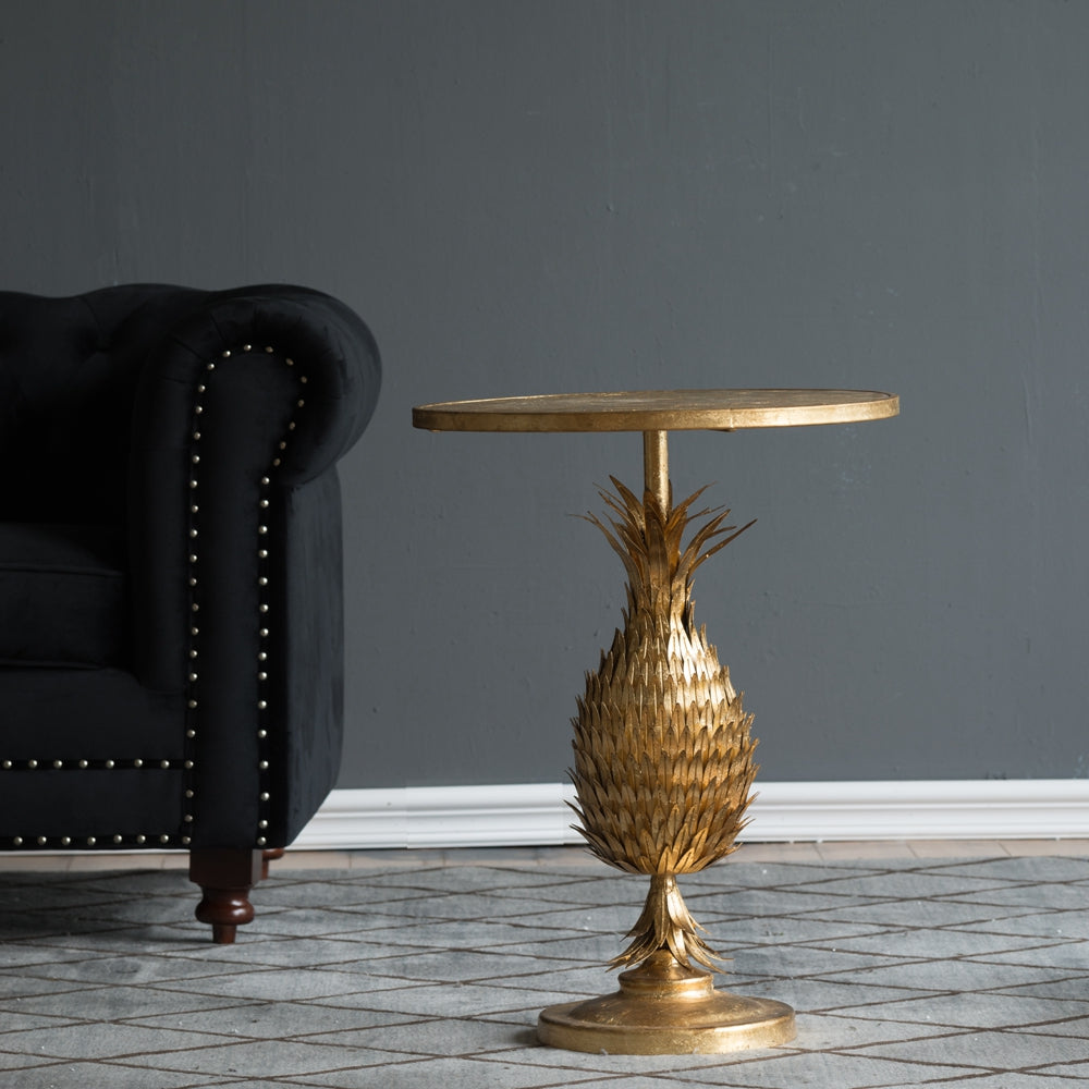 20.5X20.5X26.8" Pineapple Table Gold Primary Living Space Art Deco,Luxury,Modern,Vintage Iron