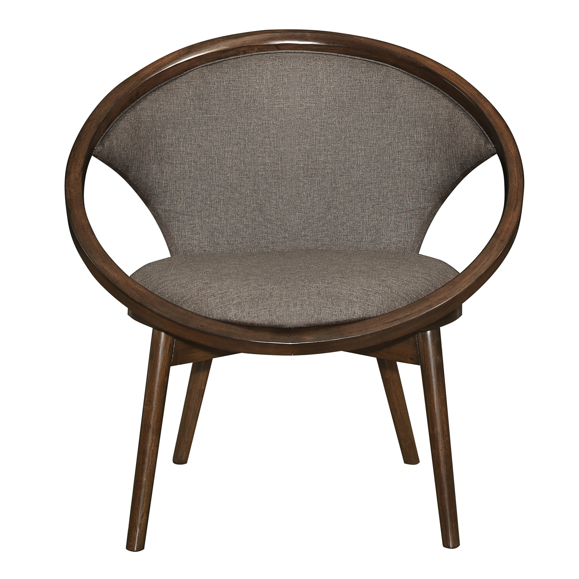 Mid Century Design Solid Rubberwood Unique Accent Chair 1Pc Brown Fabric Upholstered Modern Home Furniture Walnut Finish Frame Chocolate Primary Living Space Mid Century Modern Solid Wood
