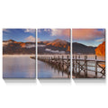 3 Panels Framed Jetty & Lake Canvas Wall Art Decor,3 Pieces Mordern Canvas Decoration Painting For Office,Dining Room,Living Room, Bedroom Decor Ready To Hang 2436In Thickness 1.5Inch Rectangle Framed Multicolor Oversized 41In Canvas Nature Scenes