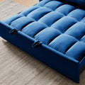 55.1 Inch 3 In 1 Convertible Sofa Bed, Modern Velvet Double Sofa Futon Sofa Bed With Adjustable Back, Storage Bag And Pillow, For Living Room, Bedroom Blue Blue Metal & Wood 2 Seat